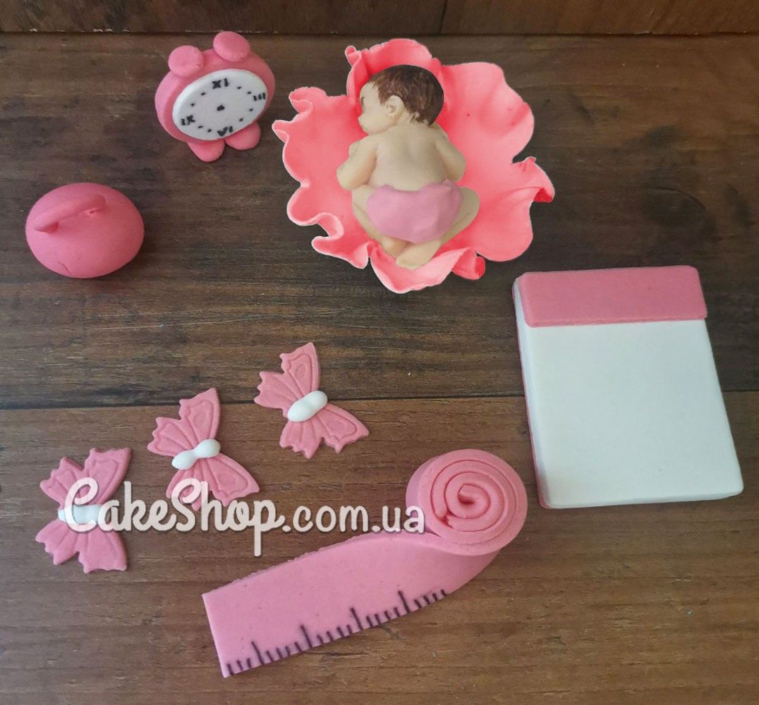 ⋗ Сахарные фигурки Младенец набор розовый 2 ТМ Ириска купить в Украине ➛ CakeShop.com.ua, фото