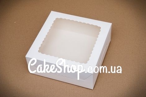 Коробка з прозорим вікном для чизкейку, торта, тістечок Ажурна, 25х25х10 см - фото