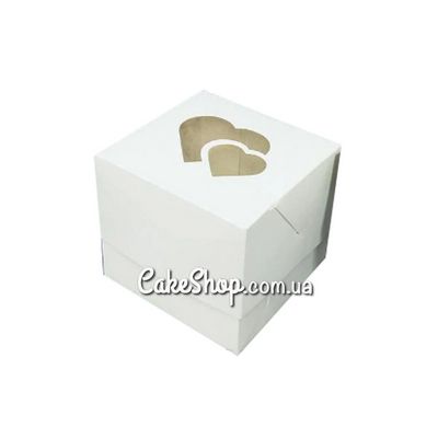 Коробка для 1 кекса с сердцем Белая, 10х10х9 см - фото