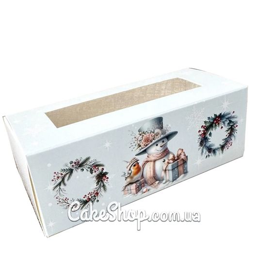 ⋗ Коробка для макаронс, цукерок, безе з прозорим вікном Сніговики, 14х6х5см купити в Україні ➛ CakeShop.com.ua, фото