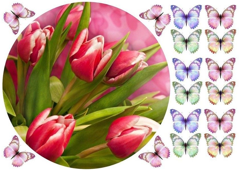 ⋗ Вафельная картинка Тюльпаны 1 купить в Украине ➛ CakeShop.com.ua, фото