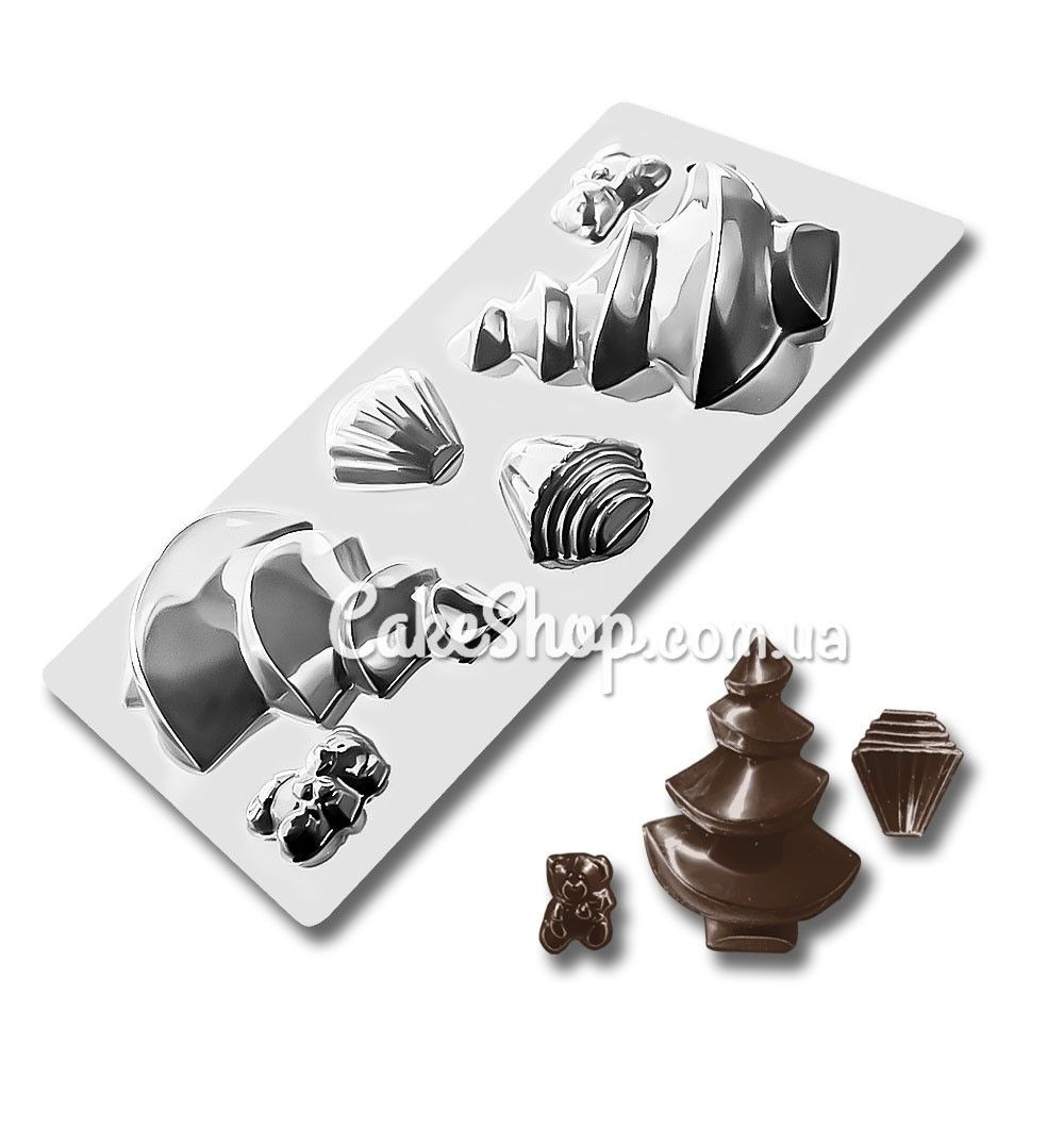⋗ Пластикова форма для шоколаду Новорічний набір купити в Україні ➛ CakeShop.com.ua, фото
