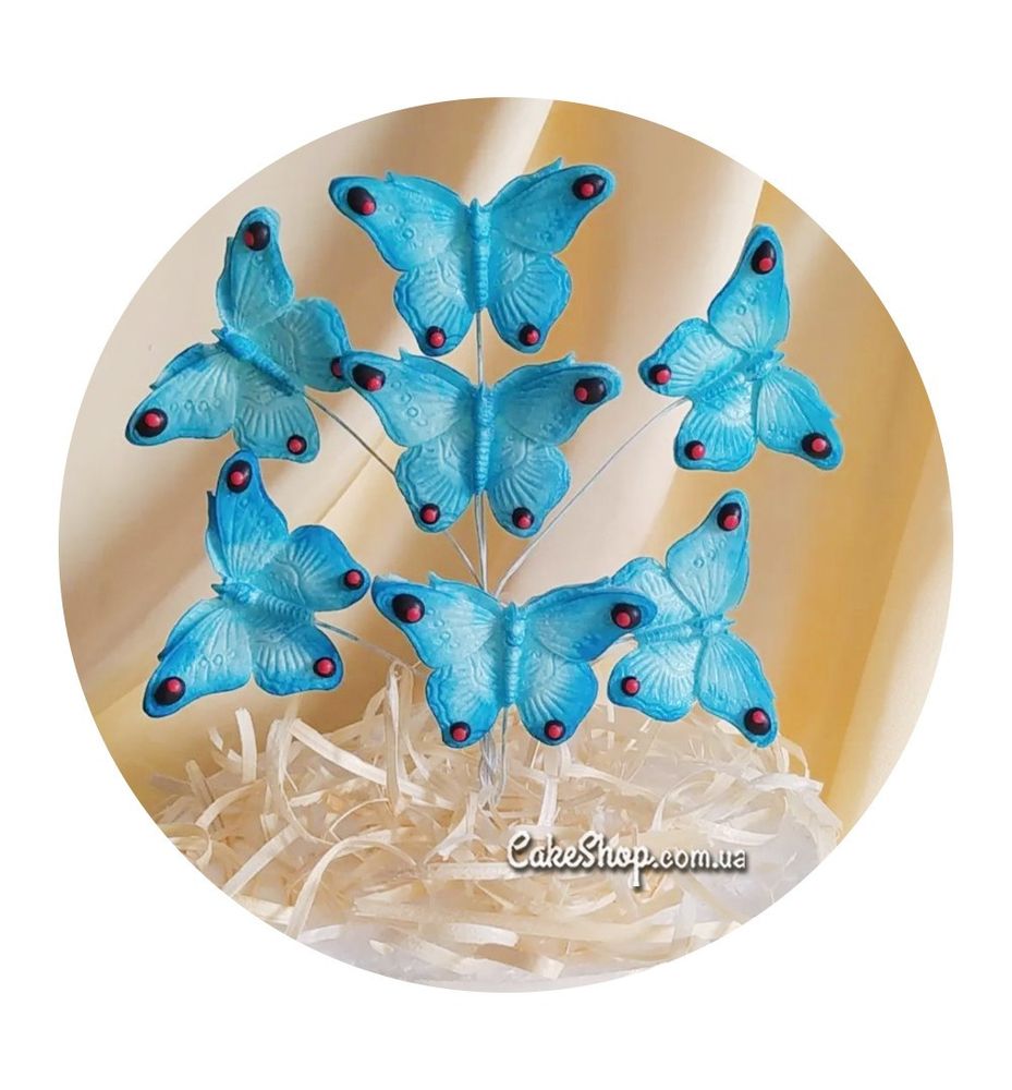 Сахарные фигурки Бабочки моно голубые ТМ KD - фото