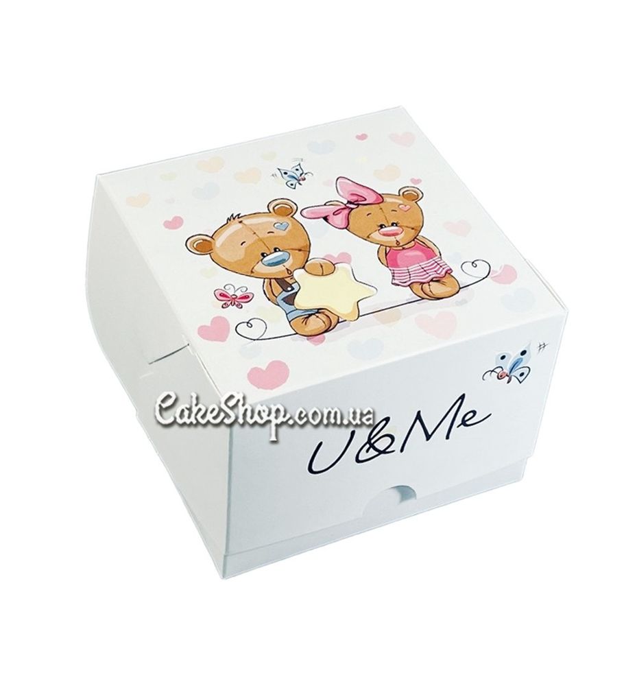 Коробка 11х11х8 см для бенто-тортів та інших десертів, Ведмедики - фото