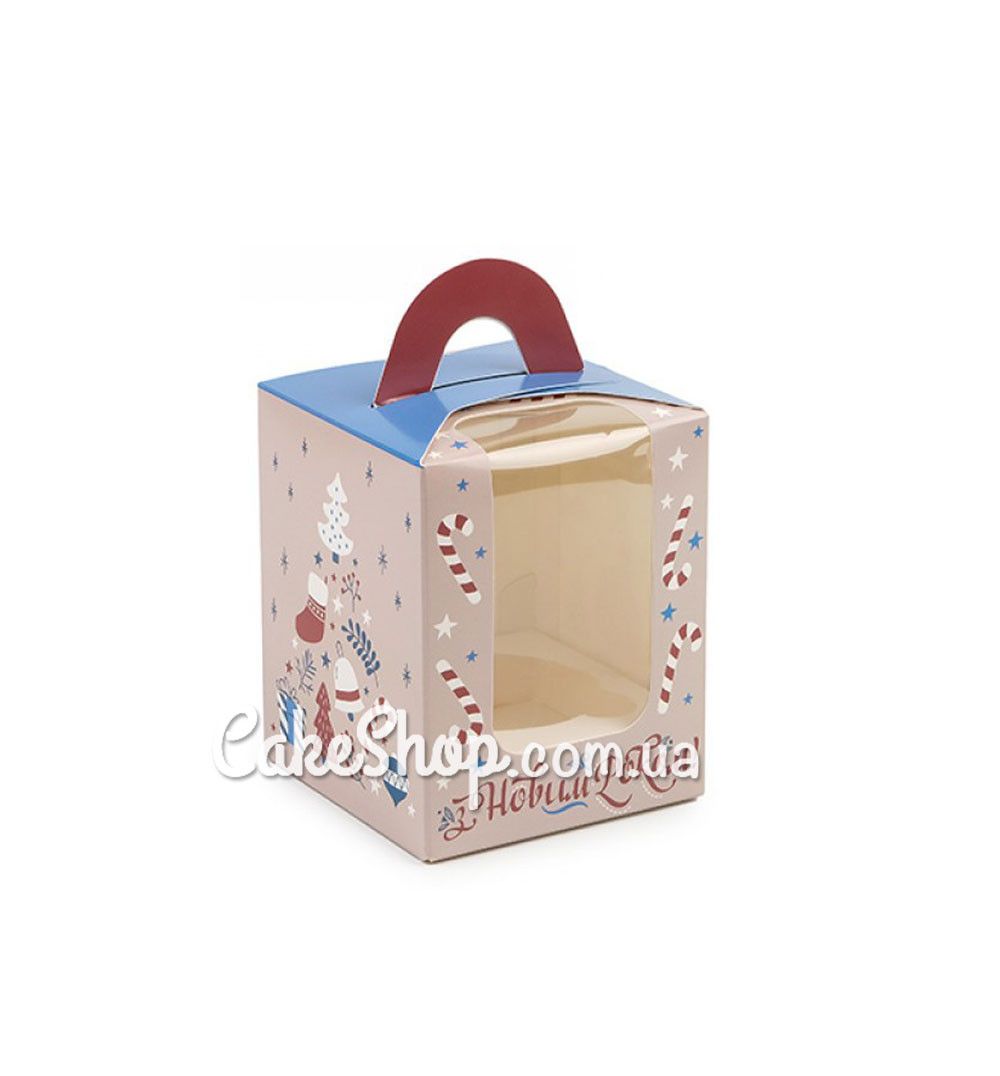 ⋗ Коробка для 1 кекса с ручкой Подарки, 8,2х8,2х10см купить в Украине ➛ CakeShop.com.ua, фото