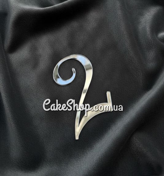 ⋗ Акриловый топпер DZ боковой цифра 2, серебро купить в Украине ➛ CakeShop.com.ua, фото