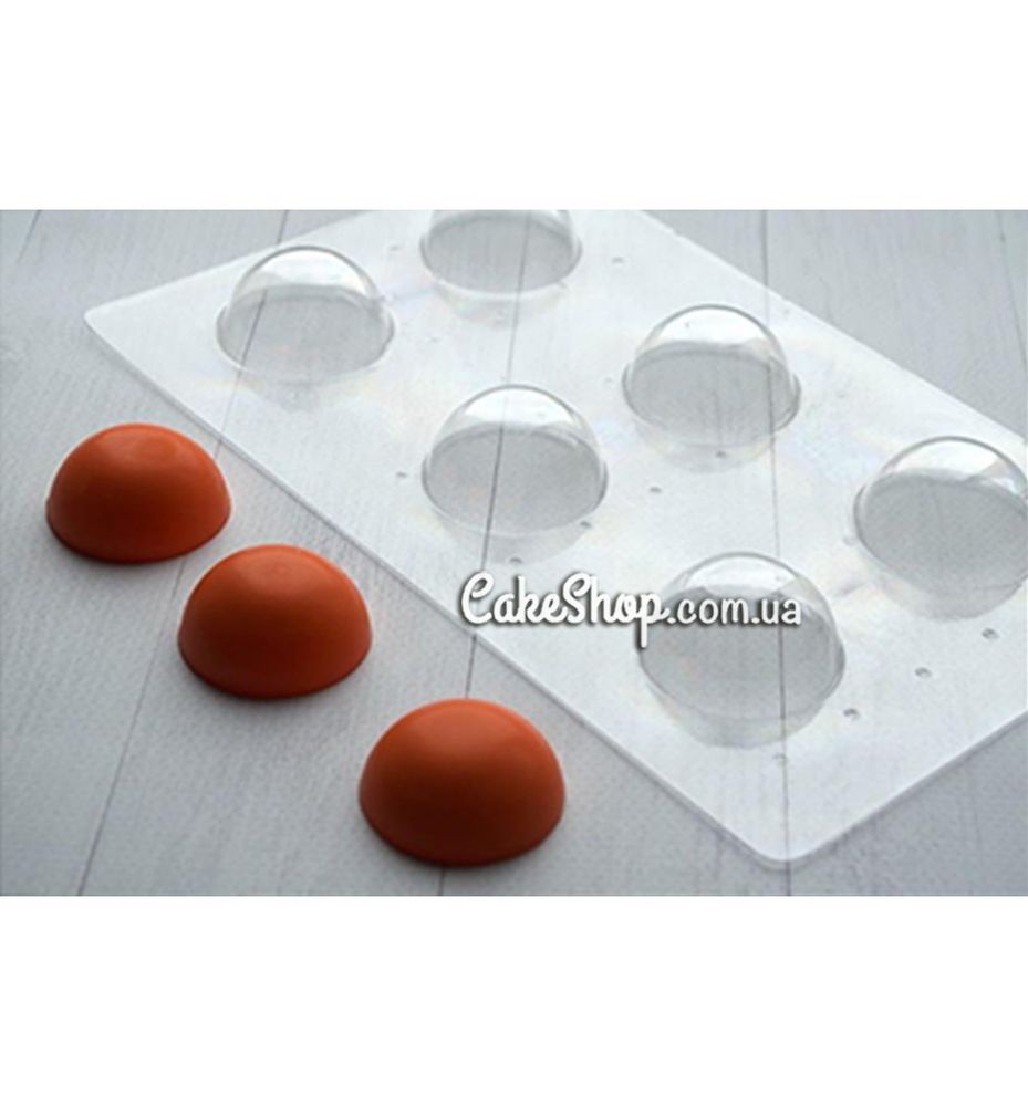 Пластиковая форма для шоколада Полусфера 4 см, 6 шт - фото
