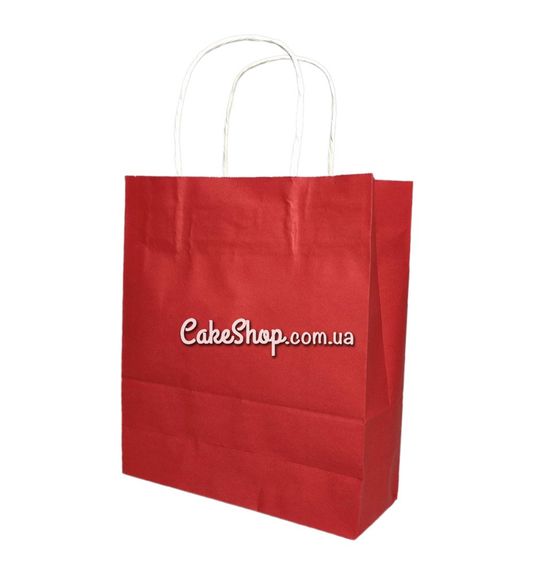 ⋗ Пакет паперовий з крученими ручками Червоний, 24х20х8см купити в Україні ➛ CakeShop.com.ua, фото