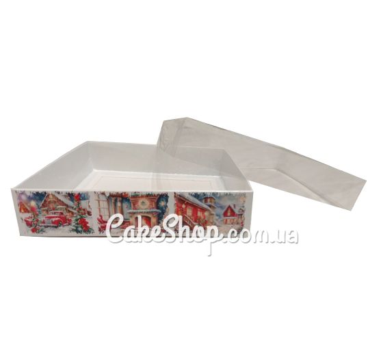 ⋗ Коробка для пряників з прозорою кришкою Різдвяна, 16х16х3,5 см купити в Україні ➛ CakeShop.com.ua, фото