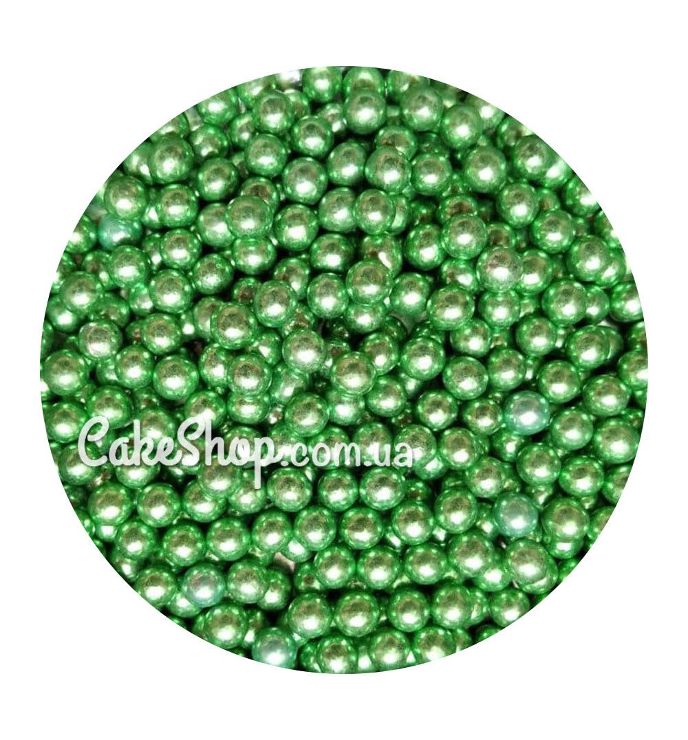 ⋗ Посыпка шарики Зелёные металлик 5 мм купить в Украине ➛ CakeShop.com.ua, фото
