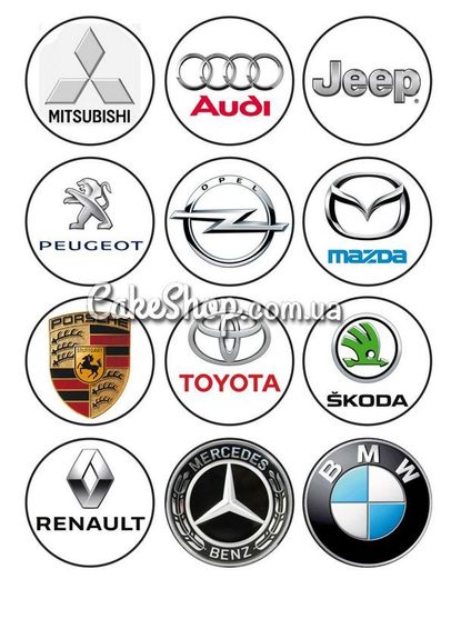 ⋗ Вафельная картинка Эмблемы авто 2 купить в Украине ➛ CakeShop.com.ua, фото