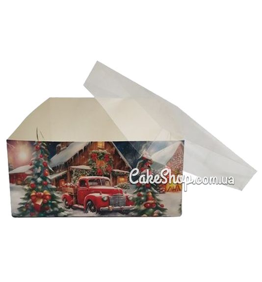 ⋗ Коробка на 4 кекса с прозрачной крышкой Рождественская, 16х16х8 см купить в Украине ➛ CakeShop.com.ua, фото