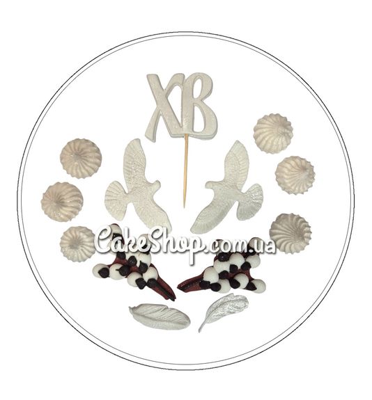 ⋗ Сахарные фигурки Голуби и веточка котиков №20 ТМ Ириска купить в Украине ➛ CakeShop.com.ua, фото