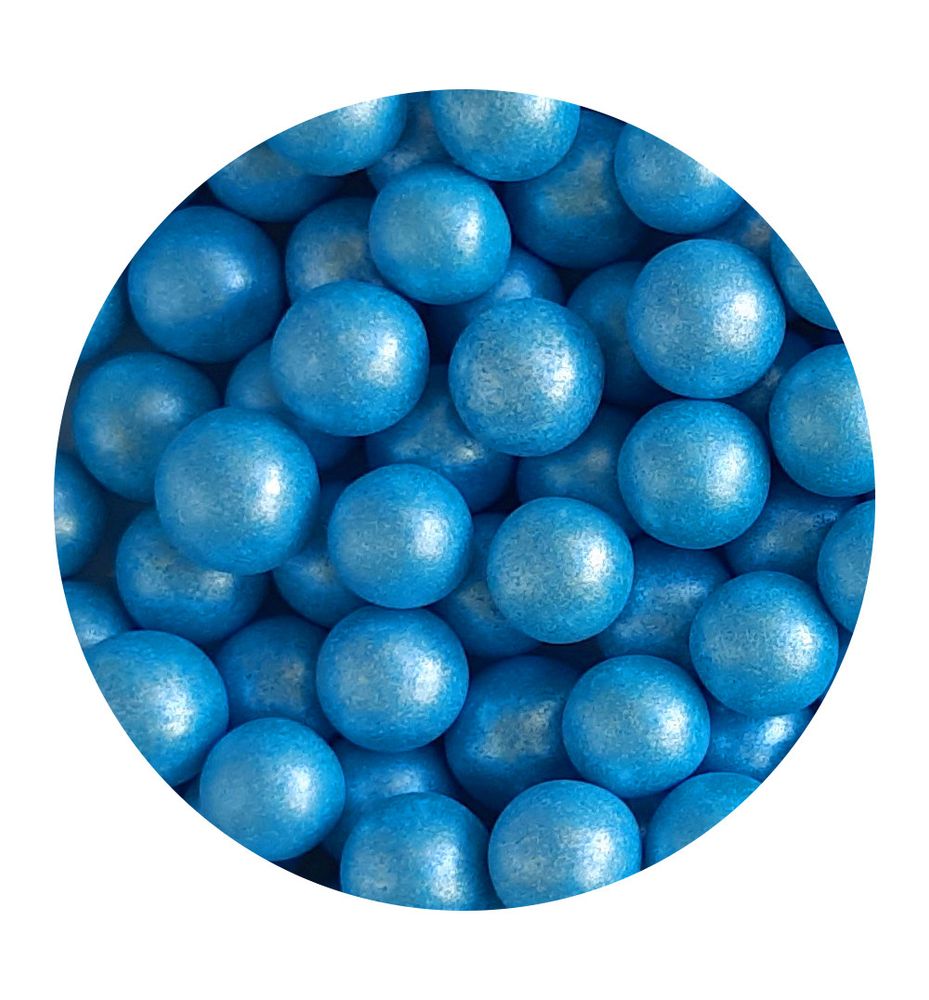 Перлини цукрові  Блакитний перламутровий 10 мм, 50 г - фото