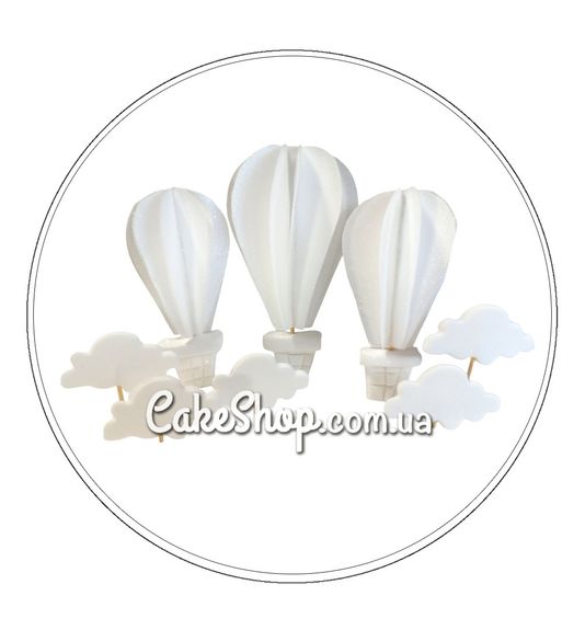 ⋗ Вафельный декор Воздушные шары с облачками Белые ТМ Ириска купить в Украине ➛ CakeShop.com.ua, фото