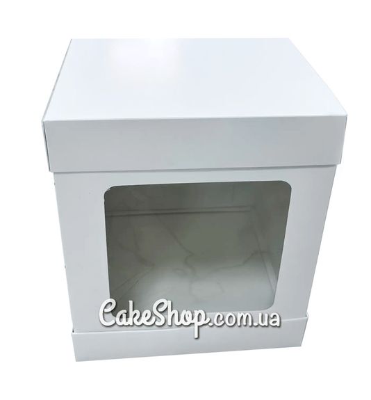 ⋗ Коробка для торта Біла з вікном, 25х25х30 см купити в Україні ➛ CakeShop.com.ua, фото