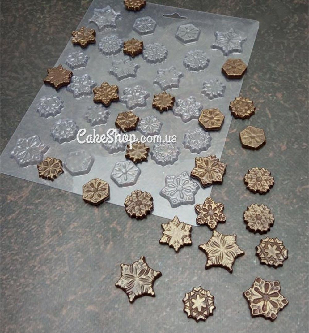 ⋗ Пластиковая форма для шоколада Снежинки купить в Украине ➛ CakeShop.com.ua, фото