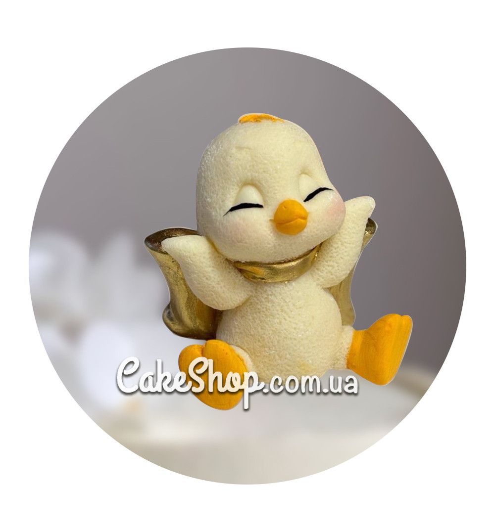 ⋗ Шоколадная фигурка Цыпленок с Бантом бело-золотой ТМ ДомК купить в Украине ➛ CakeShop.com.ua, фото