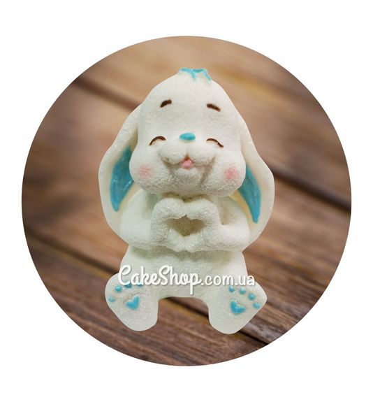 ⋗ Шоколадная фигурка Зайка большая белая с голубым ТМ Ириска купить в Украине ➛ CakeShop.com.ua, фото