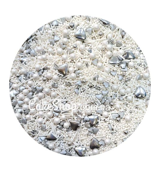 ⋗ Посипка цукрова ТМ Сладо Срібний Весільний коктейль, 50г купити в Україні ➛ CakeShop.com.ua, фото