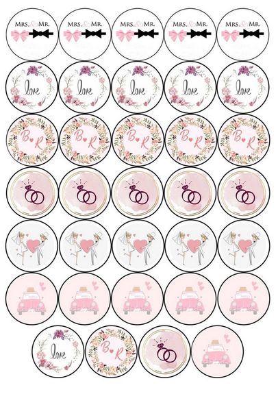 ⋗ Вафельная картинка для капкейков Свадьба 6 купить в Украине ➛ CakeShop.com.ua, фото