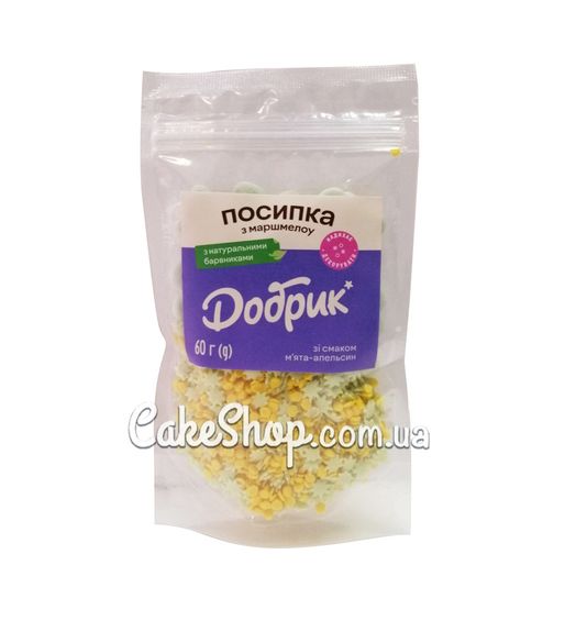⋗ Посипка фігурна зі смаком М'ята-апельсин та маршмелоу Добрик, 60 г купити в Україні ➛ CakeShop.com.ua, фото