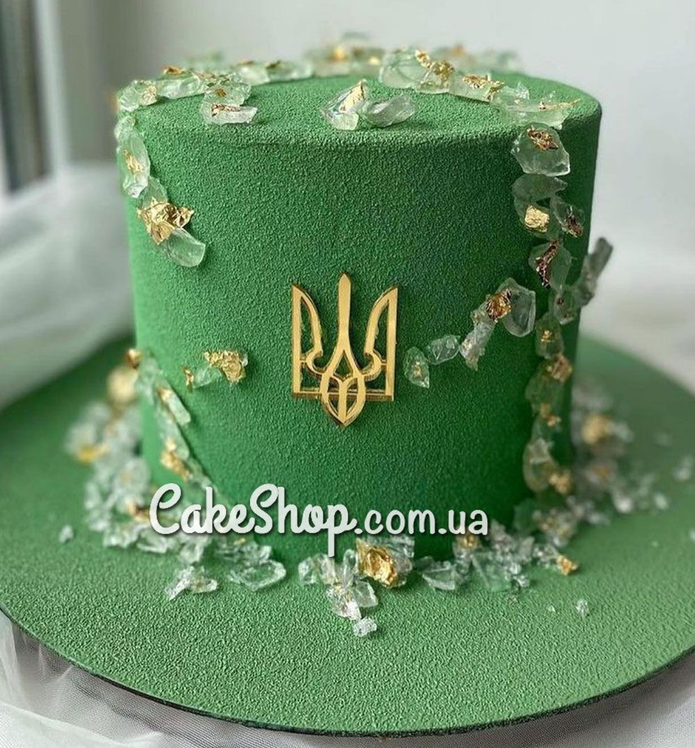 ⋗ Акриловий топпер VA міні Тризуб золото купити в Україні ➛ CakeShop.com.ua, фото