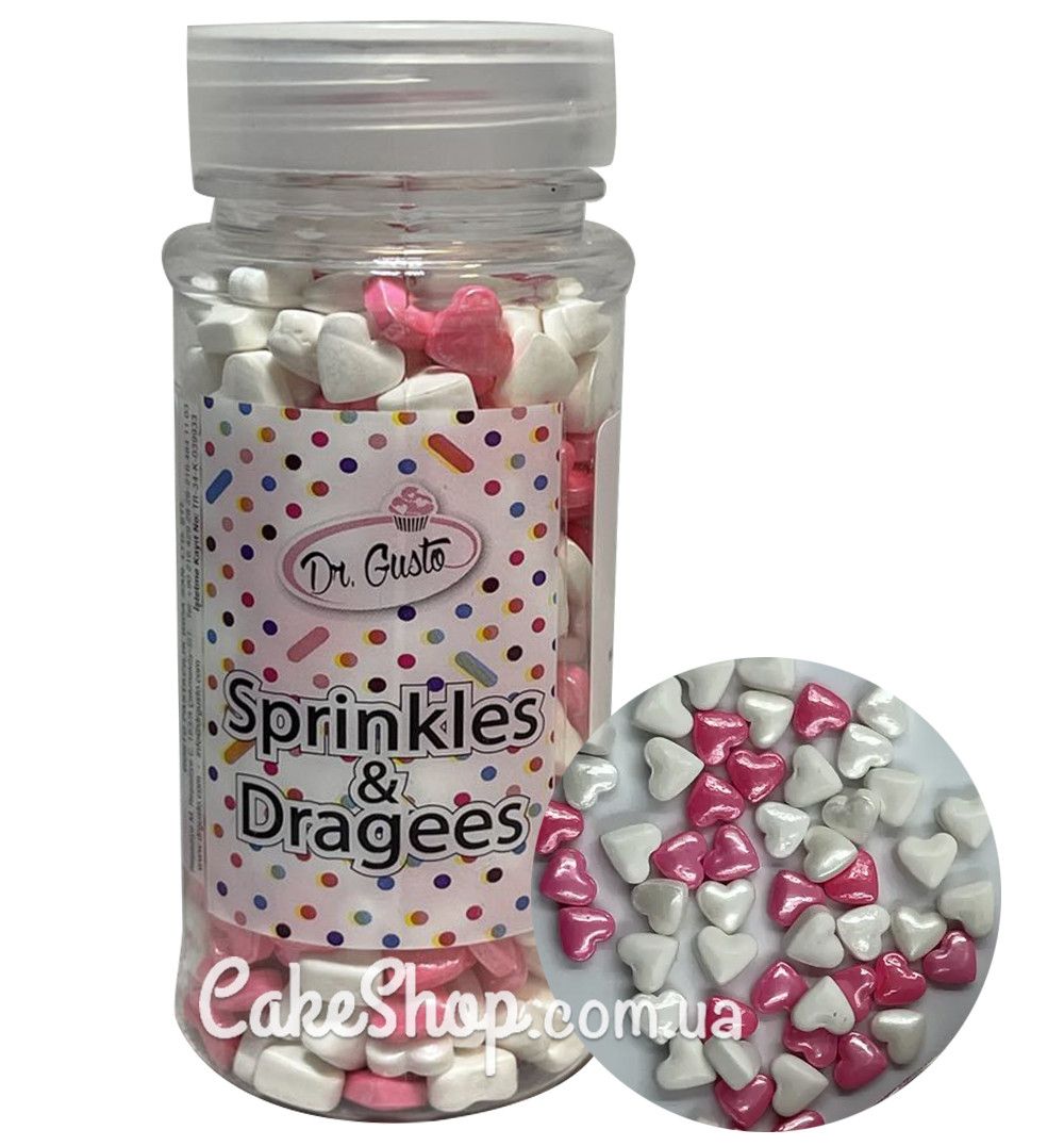 ⋗ Посипка цукрова DG Серця рожево-білі, 90 г купити в Україні ➛ CakeShop.com.ua, фото