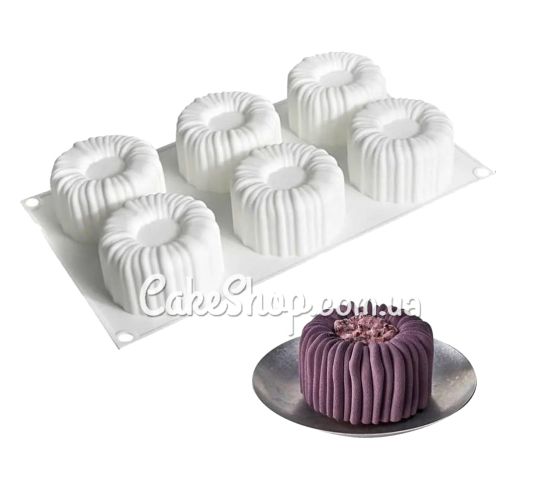 ⋗ Силіконова форма для євродесертів кругла Смуга, 6 шт купити в Україні ➛ CakeShop.com.ua, фото
