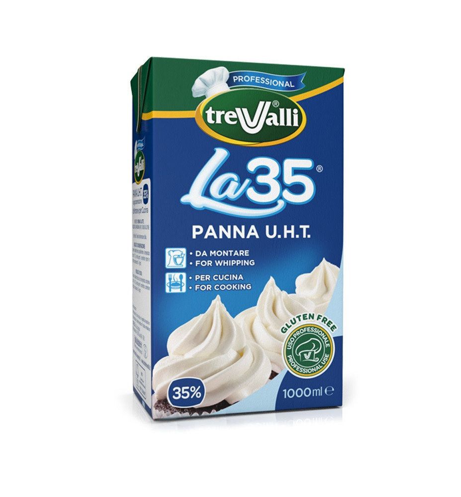 Вершки натуральні ультрапастеризовані молочні Trevalli PANNA MONTARE 35%, 1 л - фото