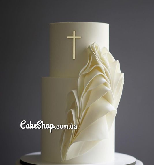 ⋗ Акриловий топпер DZ  Хрестик  срібло купити в Україні ➛ CakeShop.com.ua, фото