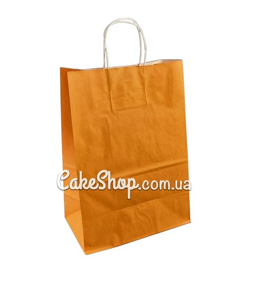 ⋗ Пакет паперовий з крученими ручками Помаранчевий, 33х25х15 см купити в Україні ➛ CakeShop.com.ua, фото