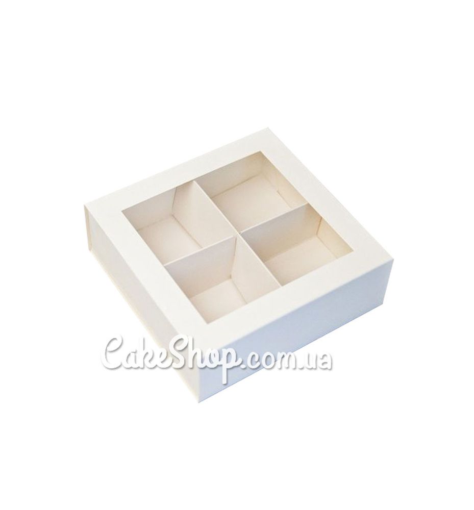 Коробка універсальна Біла з вікном, 16х16х5,5 см - фото