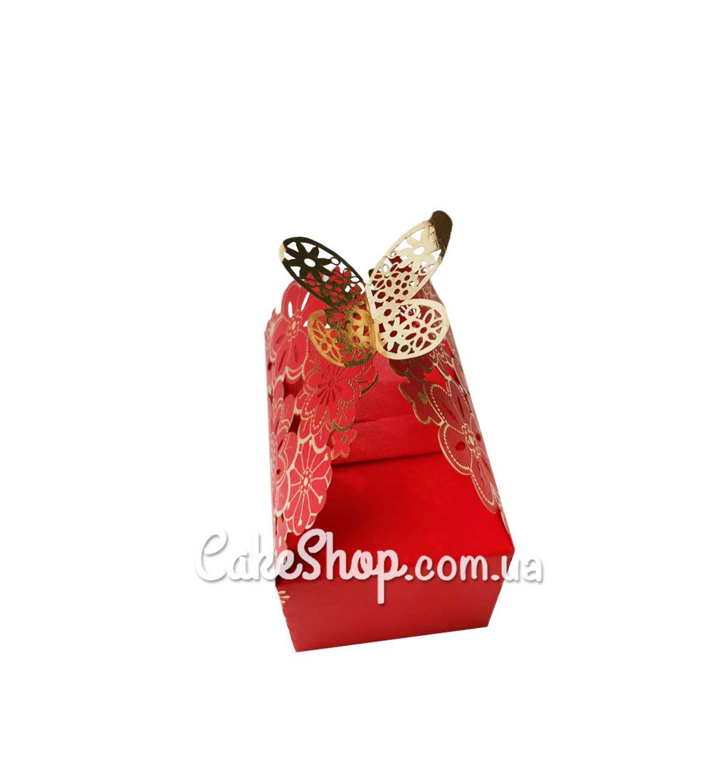 ⋗ Коробка бонбоньєрка ажурна Червона, 9х6х5,7 см купити в Україні ➛ CakeShop.com.ua, фото
