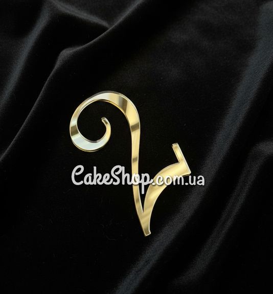 ⋗ Акриловий топпер DZ бічний цифра 2, золото купити в Україні ➛ CakeShop.com.ua, фото