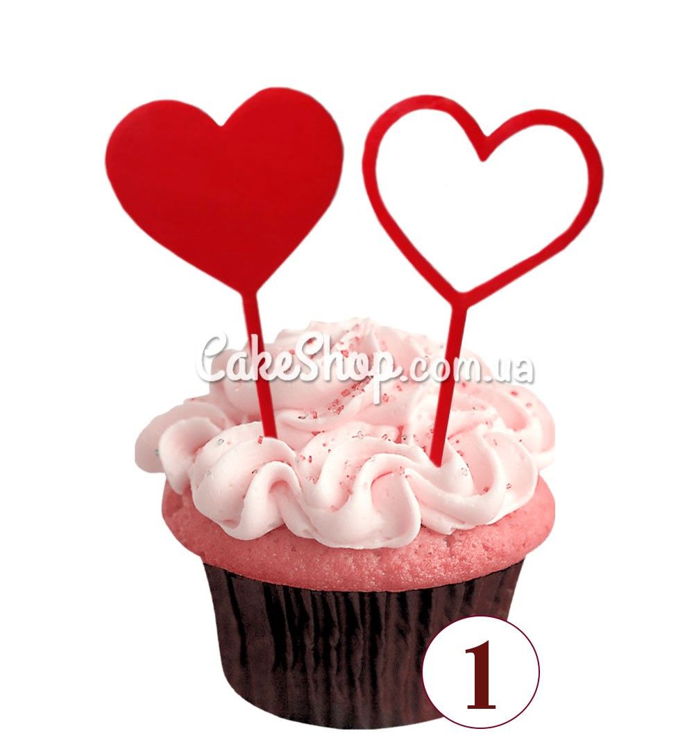⋗ Топпер для капкейков, набор Сердечки  (цвет в ассортименте) купить в Украине ➛ CakeShop.com.ua, фото