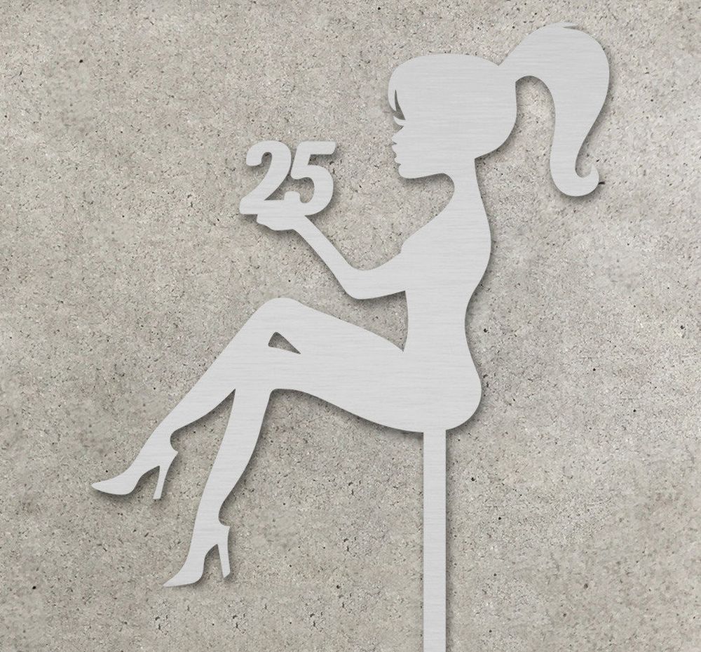 Топпер Девушка с цифрой 25 серебро - фото
