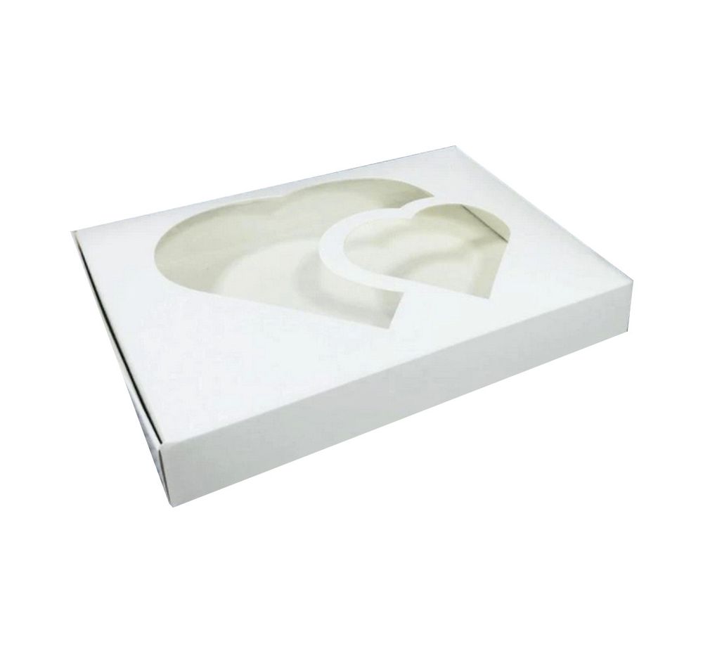 Коробка для пряників Серця Біла, 15х20х3см - фото
