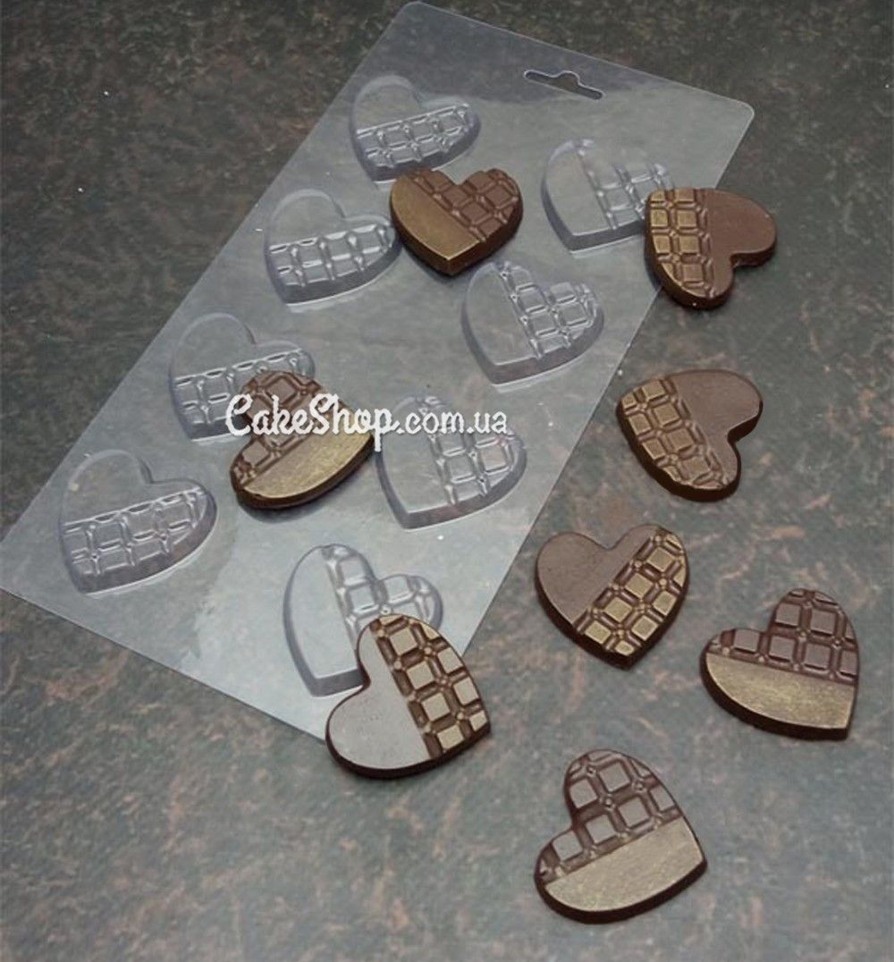 ⋗ Пластикова форма для шоколаду Серця купити в Україні ➛ CakeShop.com.ua, фото