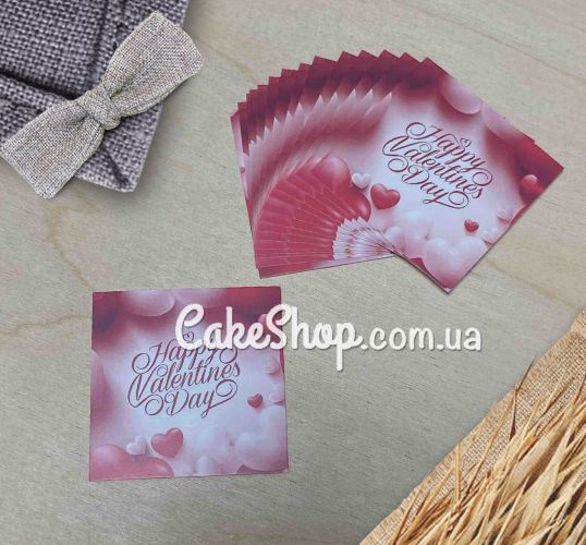 ⋗ Бирка бумажная Happy Valentines day 5х5 см, 10 шт купить в Украине ➛ CakeShop.com.ua, фото