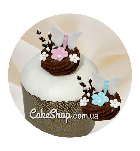 ⋗ Цукрові декорації Гніздечко з метеликом коричневе ТМ KD купити в Україні ➛ CakeShop.com.ua, фото