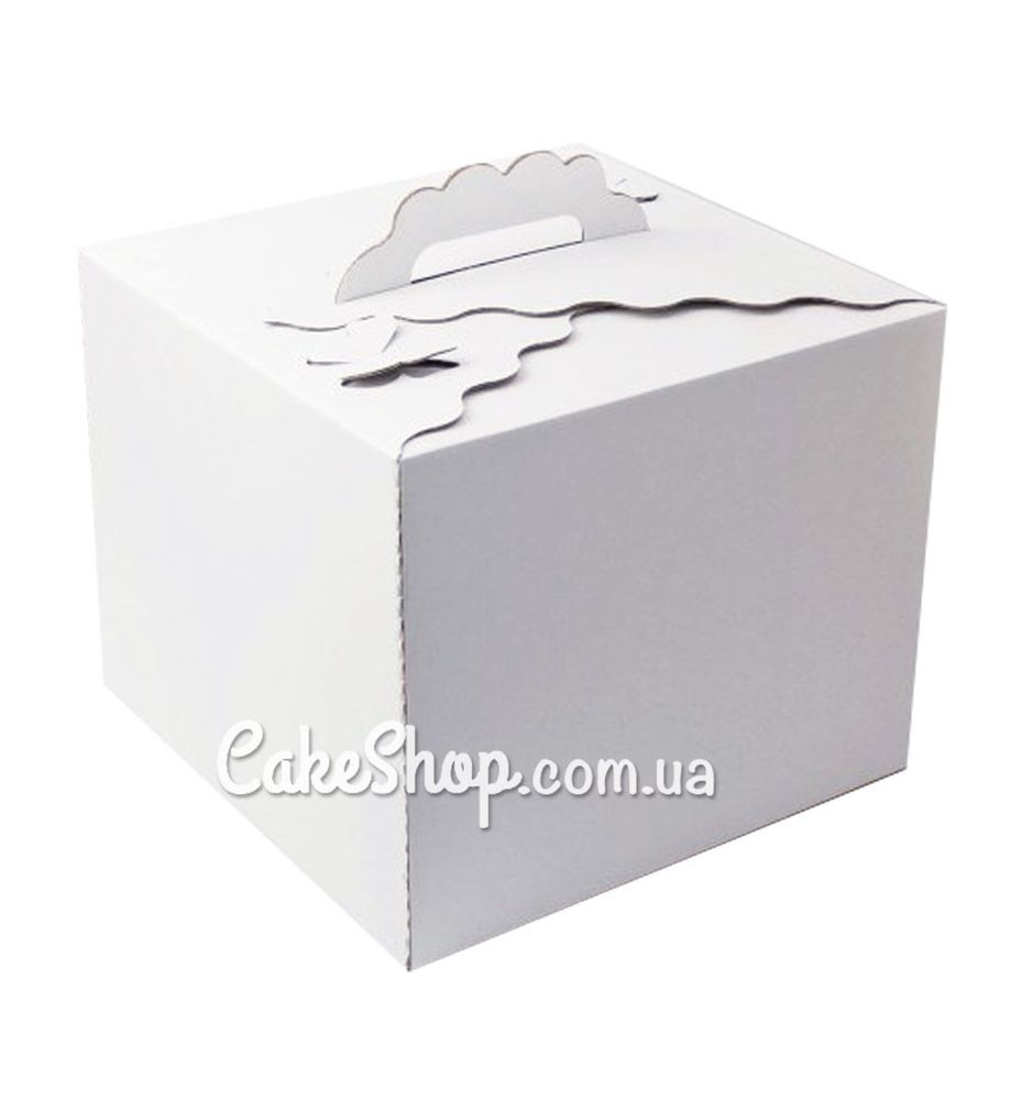 Коробка для торта с бабочками Белая, 30х30х25см - фото