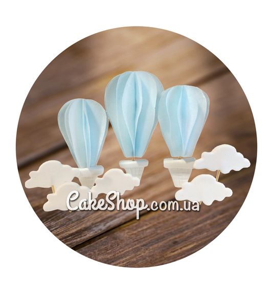 ⋗ Вафельный декор Воздушные шары с облачками Голубые ТМ Ириска купить в Украине ➛ CakeShop.com.ua, фото