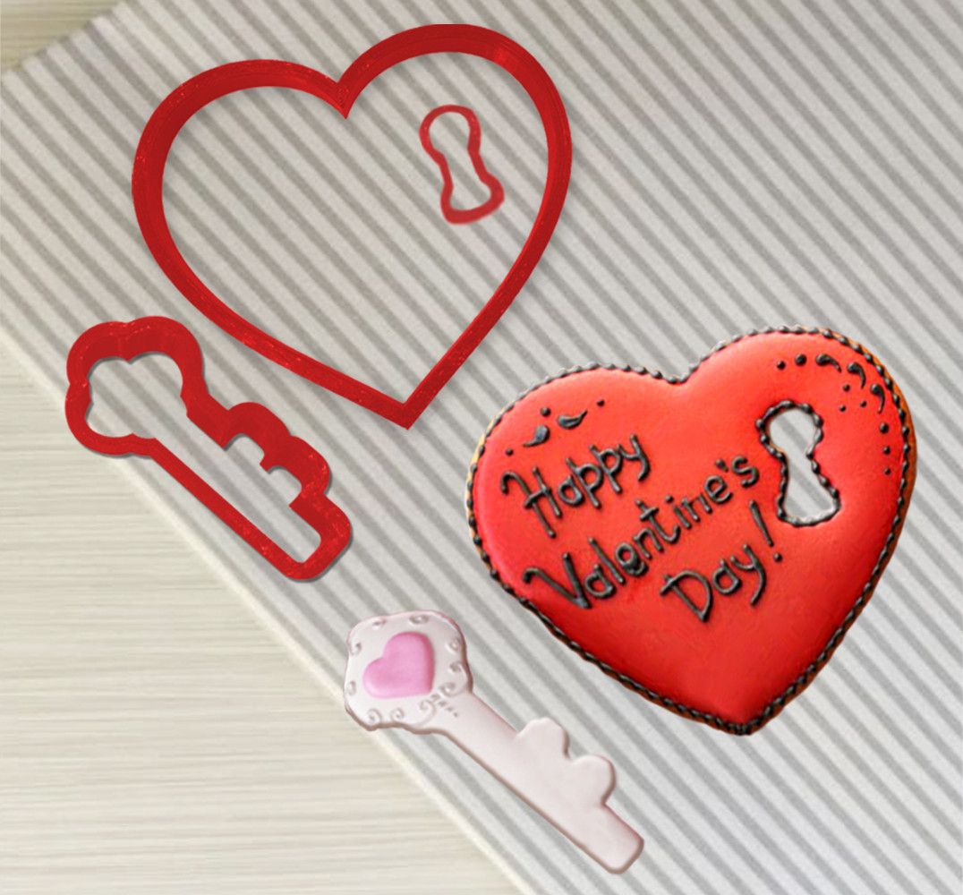 ⋗ Вырубка пластиковая Сердце с ключиком купить в Украине ➛ CakeShop.com.ua, фото