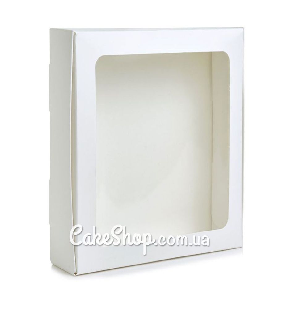 Коробка для макаронс, еклерів, зефіру з вікном Біла, 20х24х5 см - фото