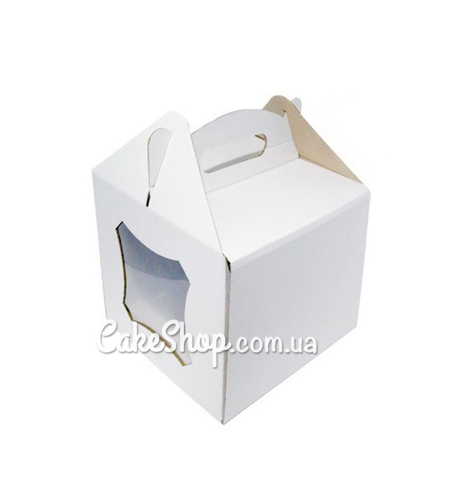 Коробка для торта с окошком Белая, 23х23х21 см - фото