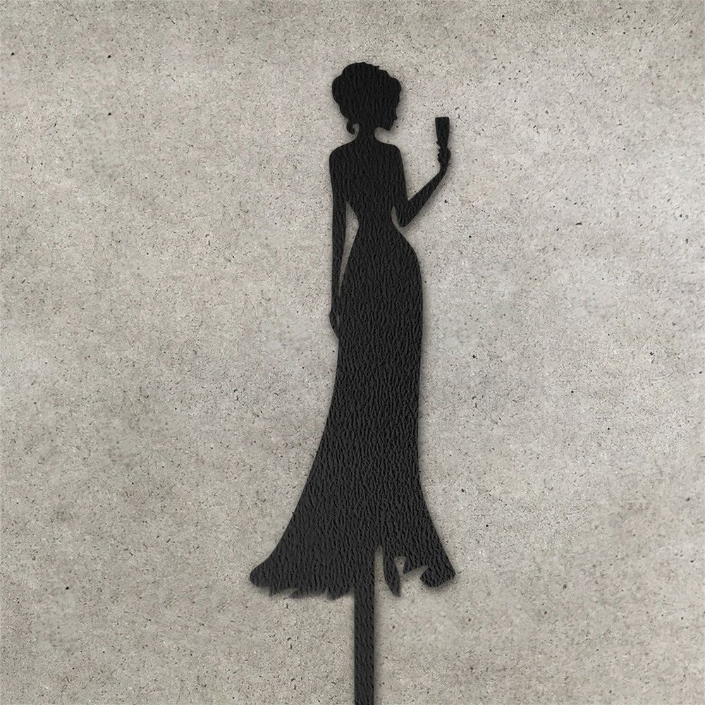 Топпер Леді з келихом чорний - фото