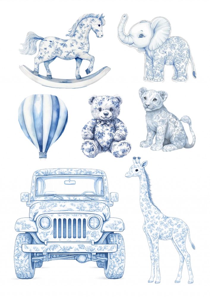 Вафельна картинка Baby safari Звірята блакитні - фото
