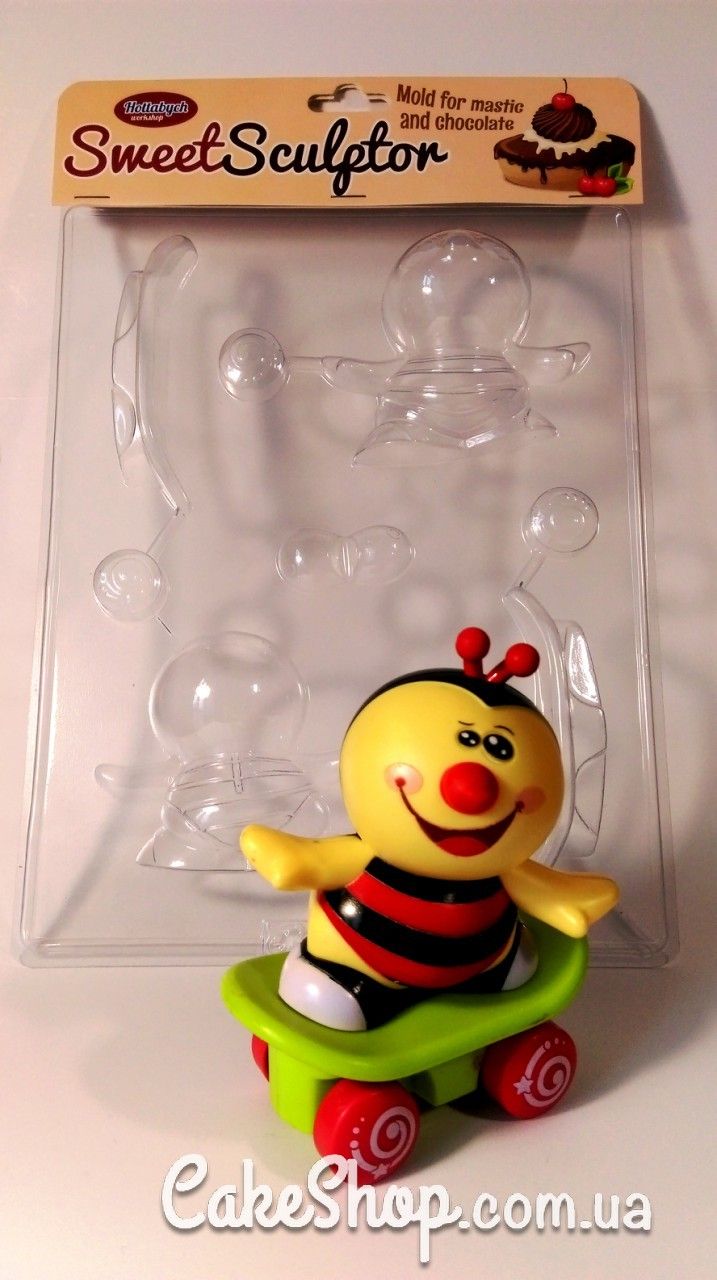 ⋗ Пластикова форма для шоколаду Бджілка на скейті купити в Україні ➛ CakeShop.com.ua, фото