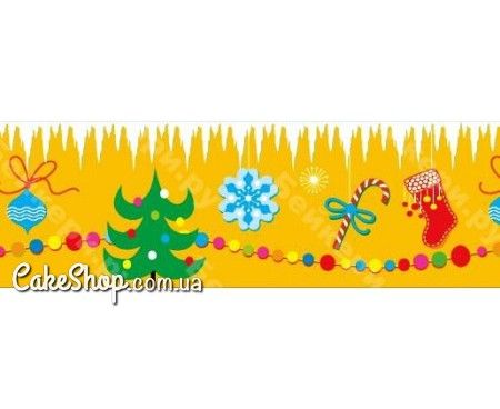 ⋗ Бордюрна стрічка для торту Новорічні іграшки, h 6 см (10 м) купити в Україні ➛ CakeShop.com.ua, фото